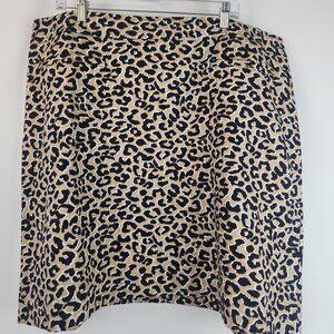 Talbots PLUS 22w Khaki Navy Leopard Print Skirt | Office Business Casual